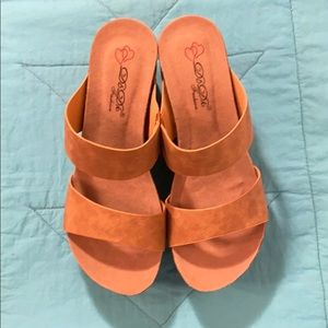 DBDK Fashion Noah Slide Wedge in Camel